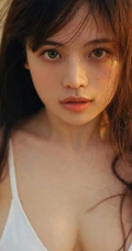 气质匀称精选混血女生君君唯美小碎花裙沙滩逐浪气质写真图集