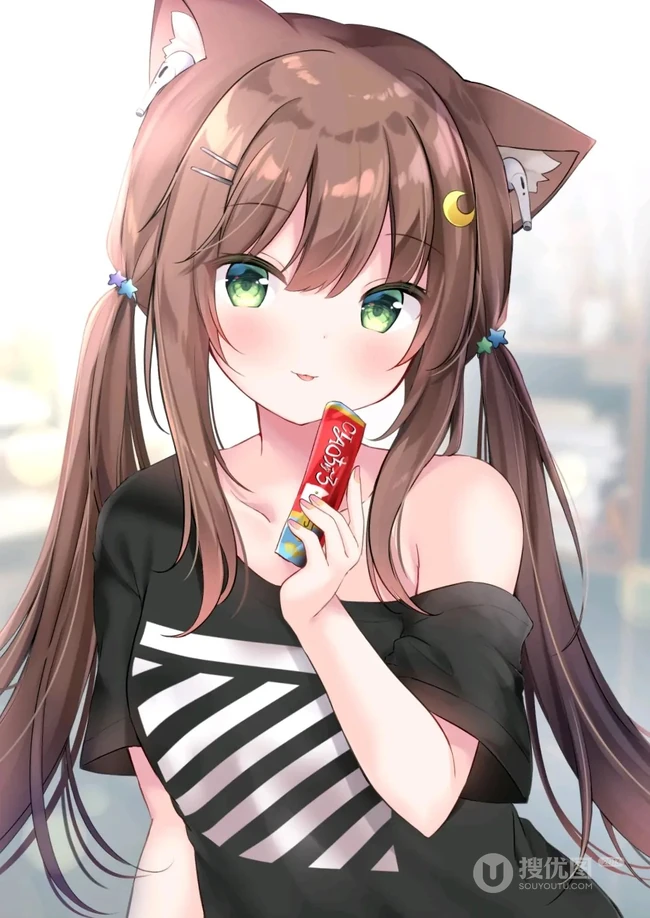 带狐狸耳朵的二次元动漫少女可爱美图