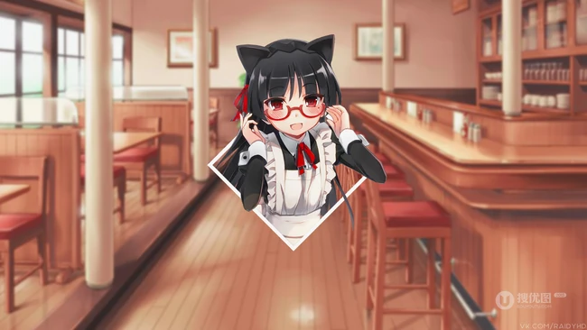 带狐狸耳朵的二次元动漫少女可爱美图