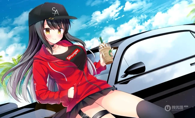 带狐狸耳朵的二次元动漫少女可爱美图
