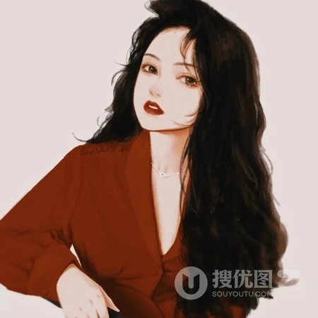 动漫头像女生，来组超美的红装女子带古风动漫女生插画头像图片