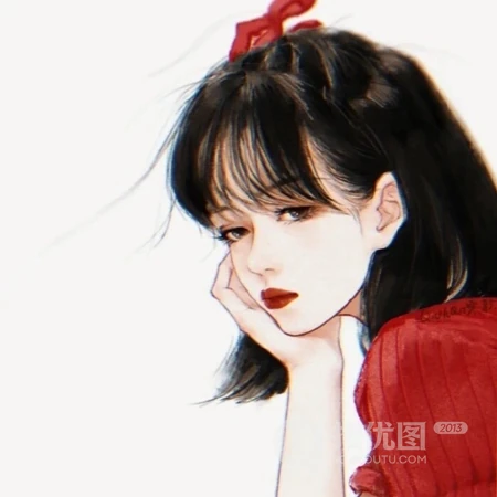 动漫头像女生，来组超美的红装女子带古风动漫女生插画头像图片