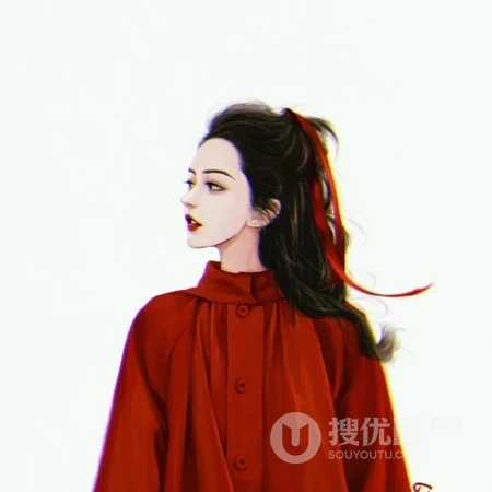 动漫头像女生，来组超美的红装女子带古风动漫女生插画头像图片