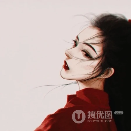 动漫头像女生，来组超美的红装女子带古风动漫女生插画头像图片