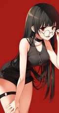 长发及腰黑又直的二次元动漫女生高清插画图片（P站精选图集）
