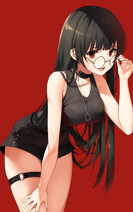 长发及腰黑又直的二次元动漫女生高清插画图片（P站精选图集）