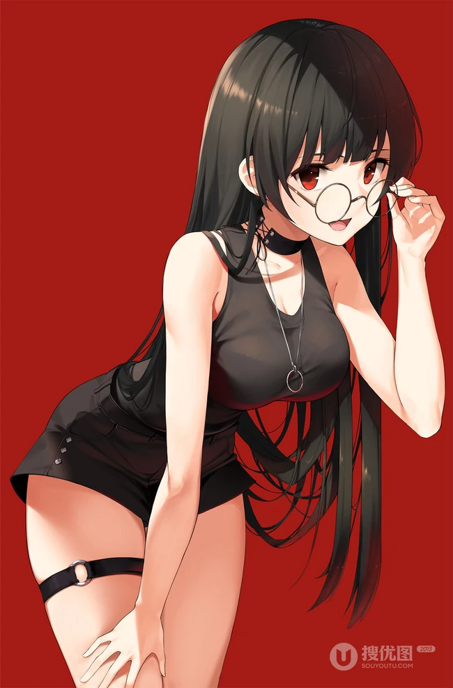 长发及腰黑又直的二次元动漫女生高清插画图片（P站精选图集）
