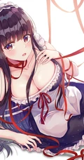 长发及腰黑又直的二次元动漫女生高清插画图片（P站精选图集）