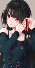长发及腰黑又直的二次元动漫女生高清插画图片（P站精选图集）