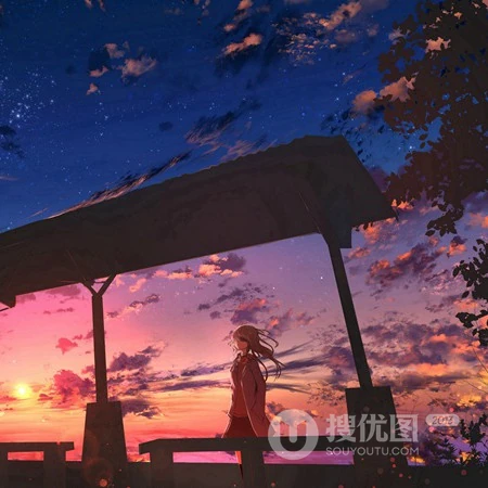 一个小女孩，唯美二次元场景里的小女孩动漫头像插画图片