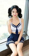 双马尾发型的小热巴更有魅力，新疆女生小热巴JK制服短裙写真美照