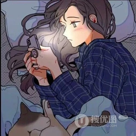 夜晚睡不着，或不舍得睡觉的，动漫情侣一人一半头像图片