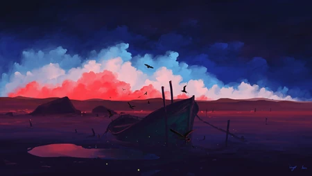 唯美的炫彩油彩风景画桌面壁纸