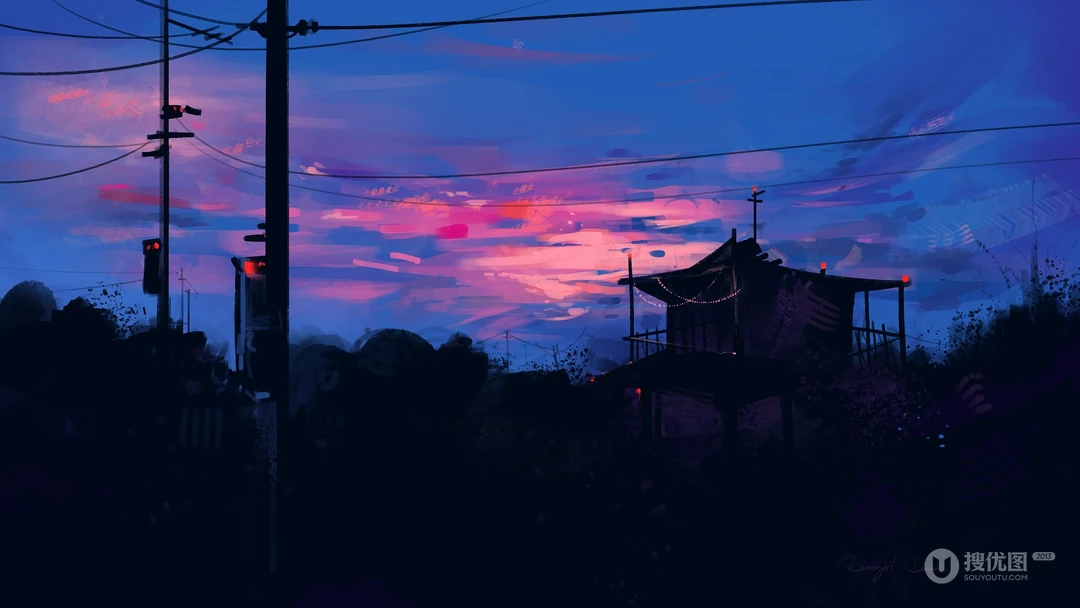唯美的炫彩油彩风景画桌面壁纸