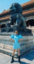 安悦溪双丸子头COS春丽造型北京故宫美拍写真图片