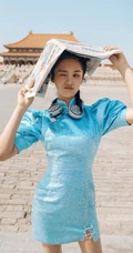 安悦溪双丸子头COS春丽造型北京故宫美拍写真图片