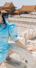 安悦溪双丸子头COS春丽造型北京故宫美拍写真图片