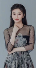 景甜黑色优雅透明印花轻纱长裙甜美写真