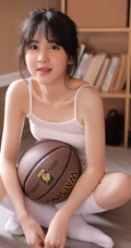 腰好细的女生，俏皮可爱妹子肩带背心短裤长筒袜室内写真照