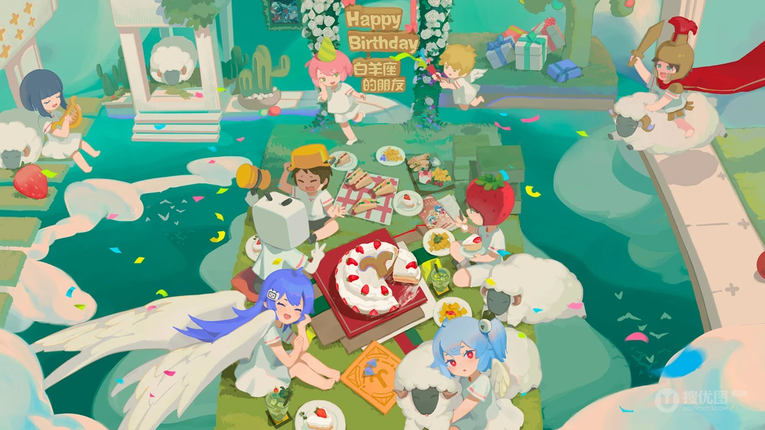 哔哩哔哩动漫星座庆生创意插画桌面壁纸