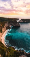 奇特的海上城镇，大海岛屿等自然景观手机壁纸
