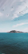 奇特的海上城镇，大海岛屿等自然景观手机壁纸