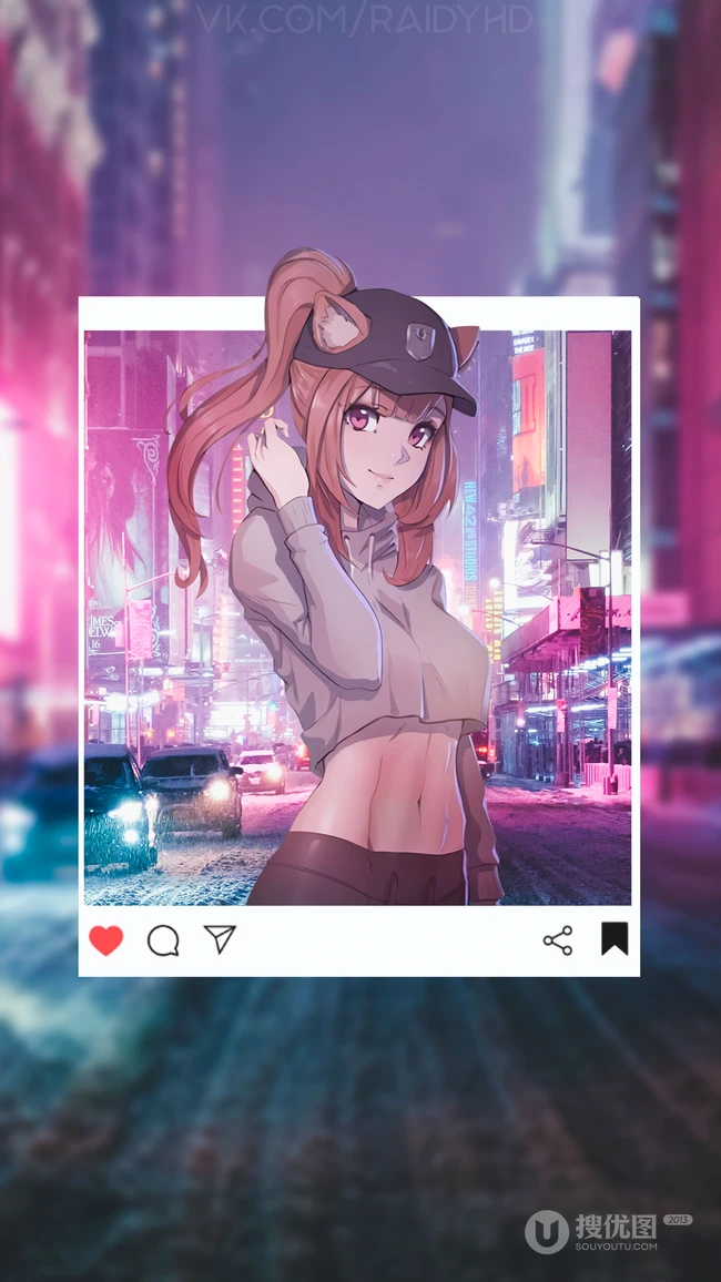 热门动漫人物相框拼贴插画手机壁纸