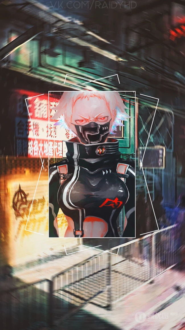 热门动漫人物相框拼贴插画手机壁纸
