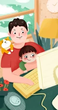 初为人父的喜悦主题父亲节插画鉴赏