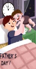 初为人父的喜悦主题父亲节插画鉴赏