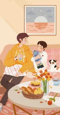 &ldquo;我心中的爸爸&rdquo;，父亲节父子（女）开心互动的瞬间高清插画配图