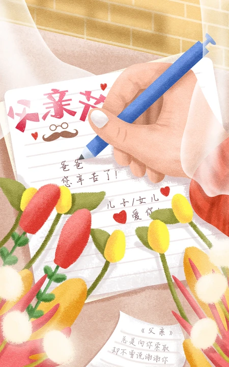 父爱如山，父亲节插画美图，海报配图