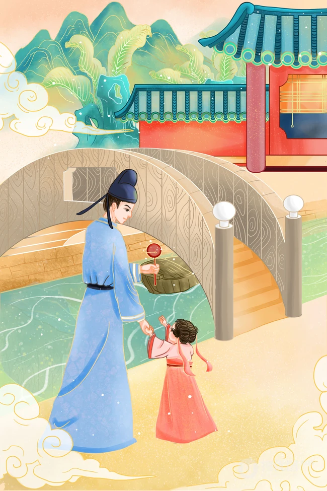 父爱如山，父亲节插画美图，海报配图