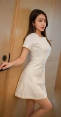气质高挑女生轻熟夏诗诗Sally纯白连衣短裙袜装超高清图集