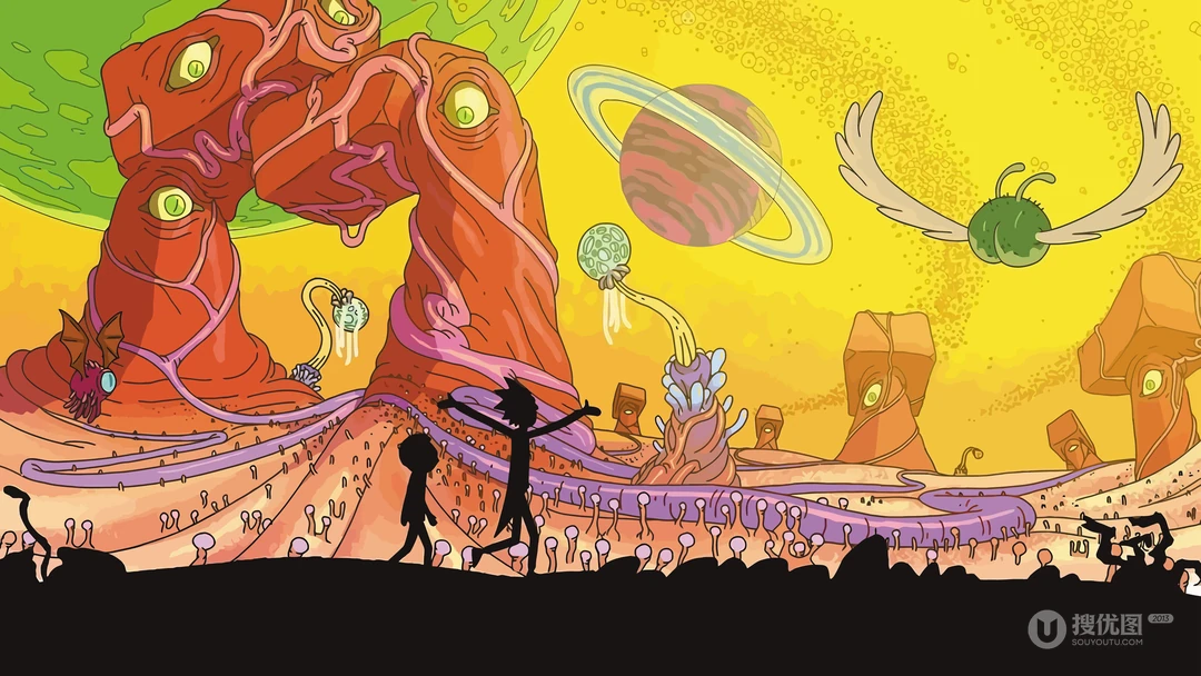 成人动画&ldquo;Rick和Morty&rdquo;创意插画桌面壁纸