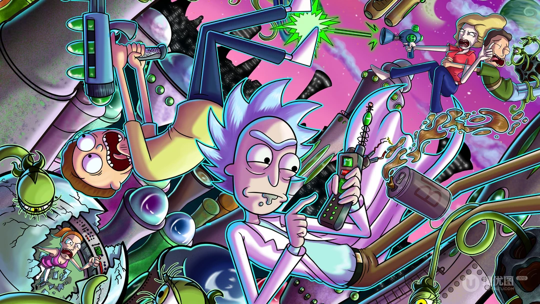 成人动画&ldquo;Rick和Morty&rdquo;创意插画桌面壁纸