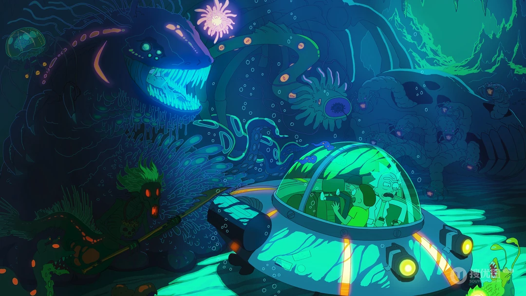 成人动画&ldquo;Rick和Morty&rdquo;创意插画桌面壁纸