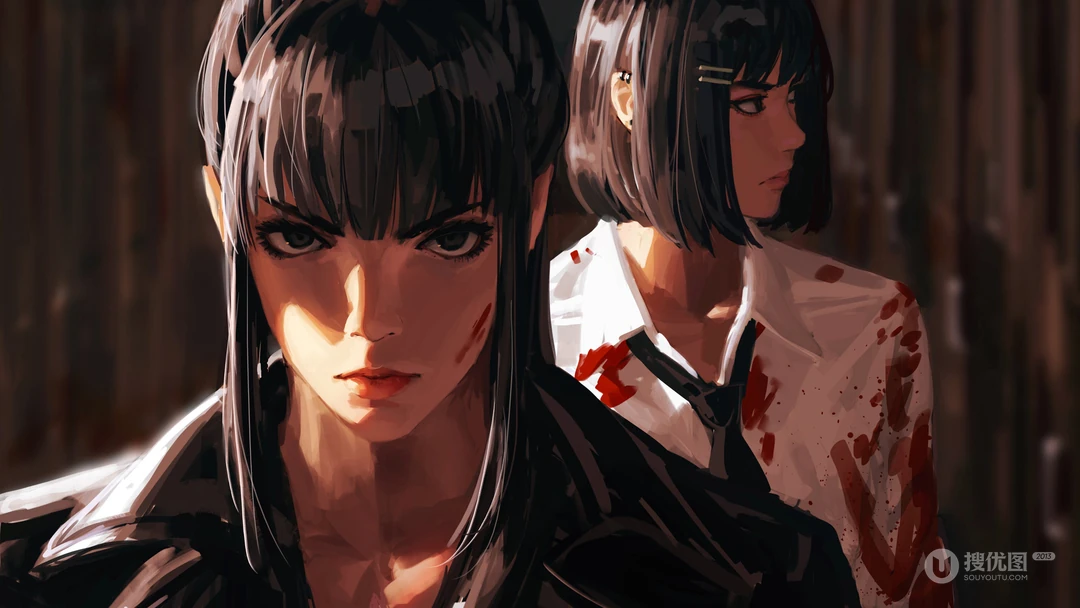 霸气冷酷的女杀手插画壁纸