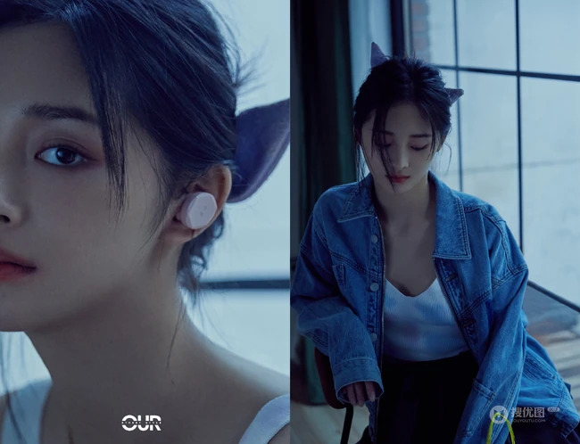 周洁琼落地窗前静坐唯美恬静杂志写真图片