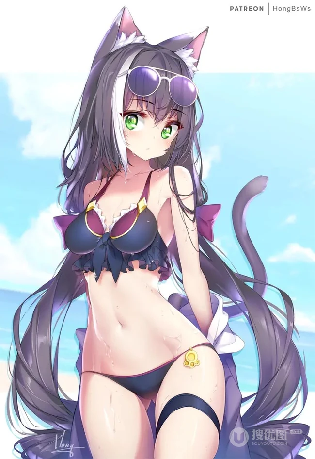 夏日泳装，《公主连结Re:Dive》泳装凯露（水黑）二次元插画图片选集
