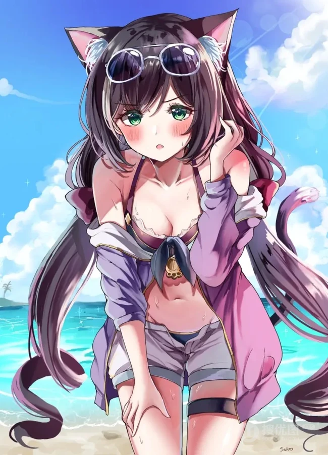夏日泳装，《公主连结Re:Dive》泳装凯露（水黑）二次元插画图片选集