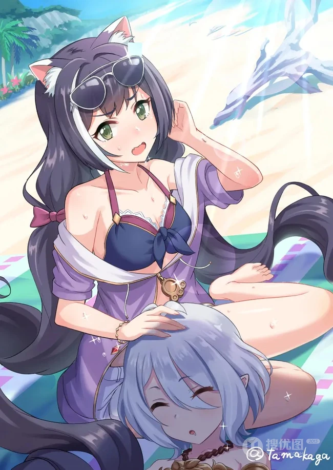 夏日泳装，《公主连结Re:Dive》泳装凯露（水黑）二次元插画图片选集