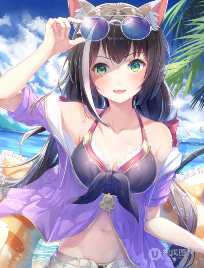 夏日泳装，《公主连结Re:Dive》泳装凯露（水黑）二次元插画图片选集