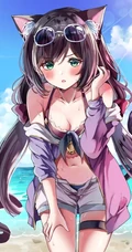 夏日泳装，《公主连结Re:Dive》泳装凯露（水黑）二次元插画图片选集