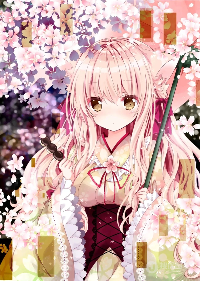 如梦似幻的樱花少女，二次元动漫少女和樱花的故事唯美高清图集