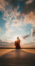 唯美的海上木栈道夕阳手机壁纸