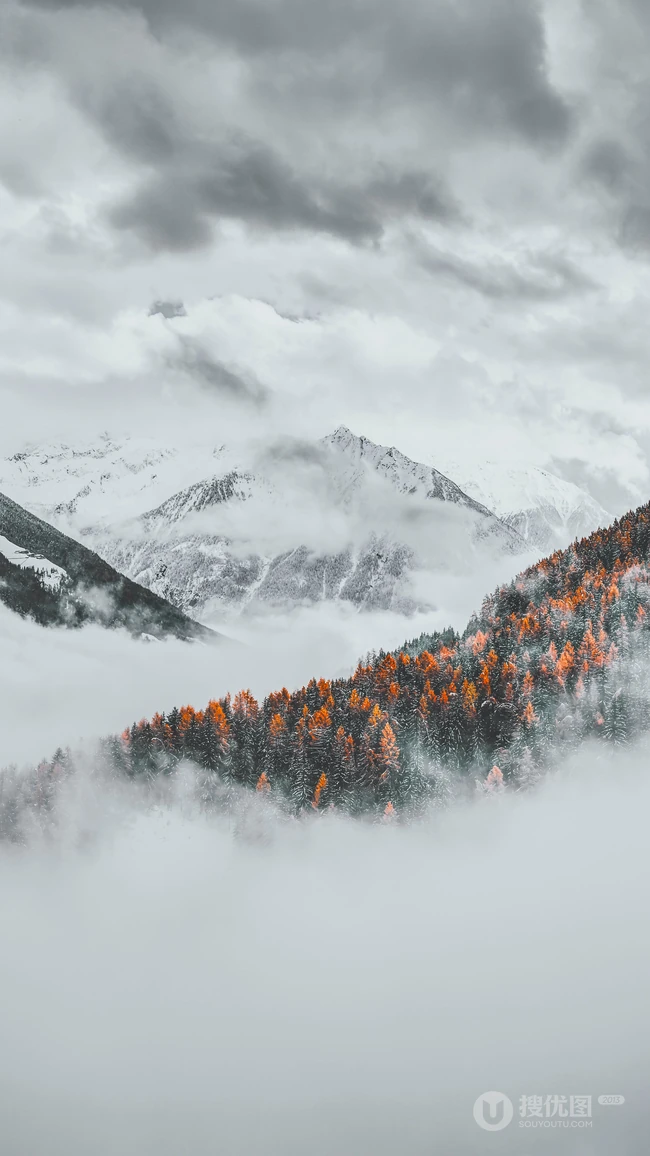 大气磅礴的唯美雪山风景手机壁纸