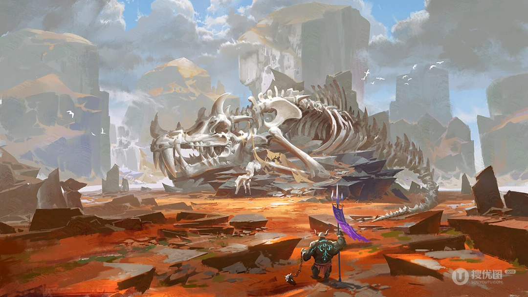 彩绘风格山水森林场景插画壁纸图片