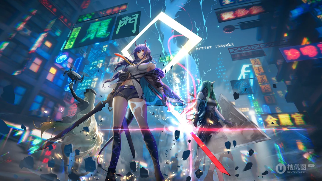 国产战略经营类手机游戏&ldquo;明日方舟&rdquo;超清插画桌面壁纸