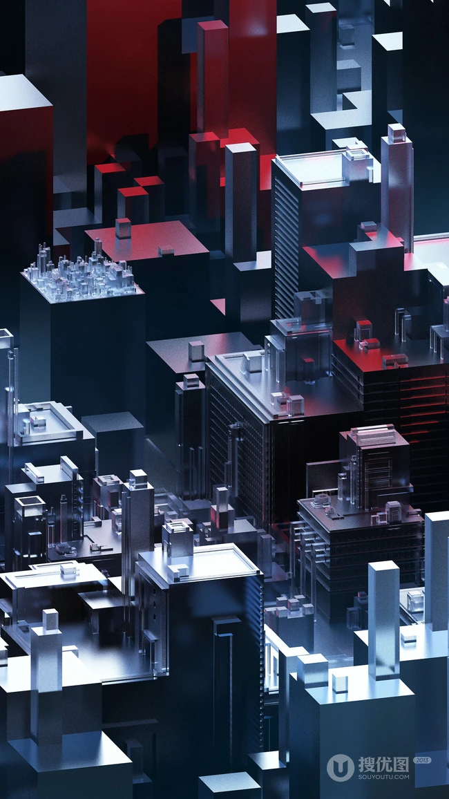 创意的抽象3D线条，3D的正方体等图形手机壁纸
